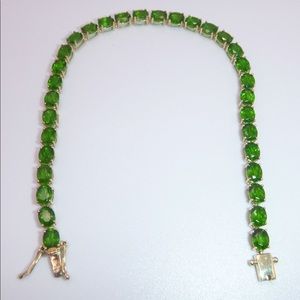 12.25 ctw oval Chrome Diopside 10 K Yellow Gold Tennis Bracelet/7 inch